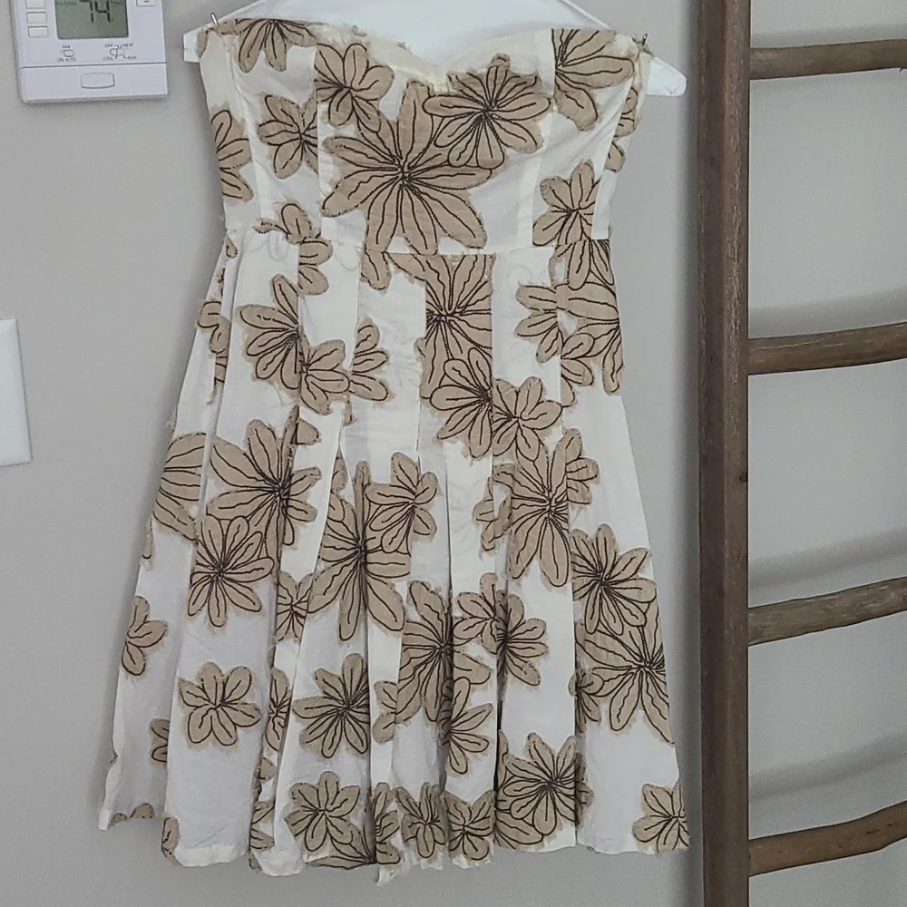 Tibi white and tan floral fit and flare dress sz 2 - Picture 1 of 10